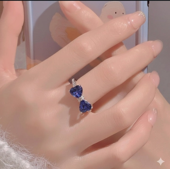 Bow knot style ring with purple stone Korean ring