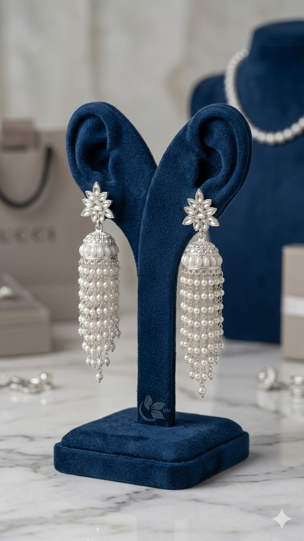 Kundan & Pearl Layered Jhumkas