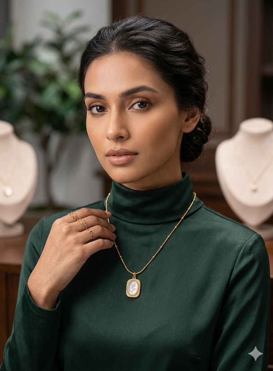Gold and Mother-of-Pearl Floral Pendant