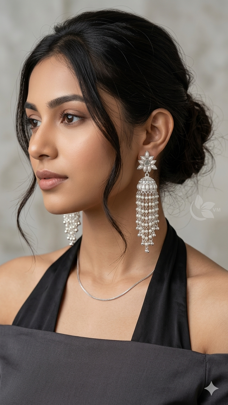 Kundan & Pearl Layered Jhumkas