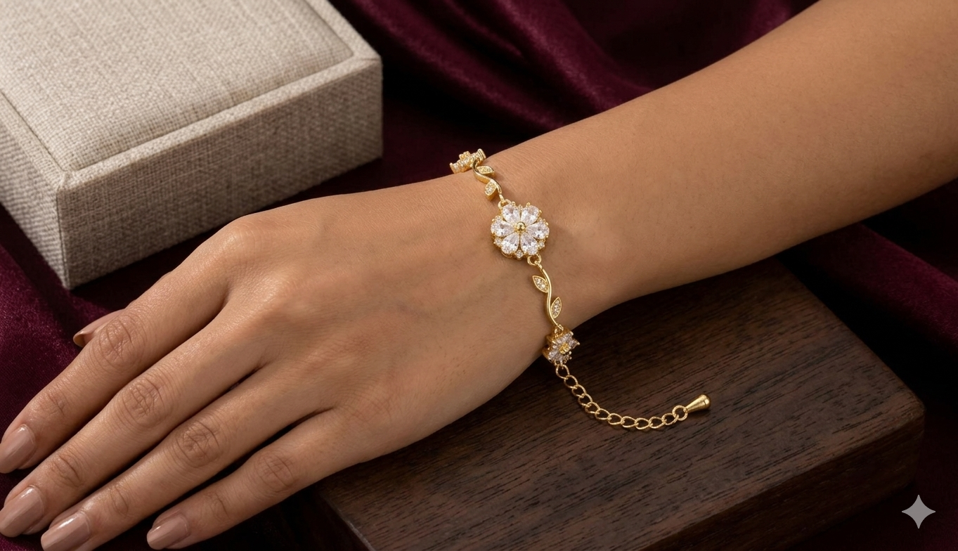 MAGICAL CRYSTAL FLOWER BRACELET ANTI TARNISH
