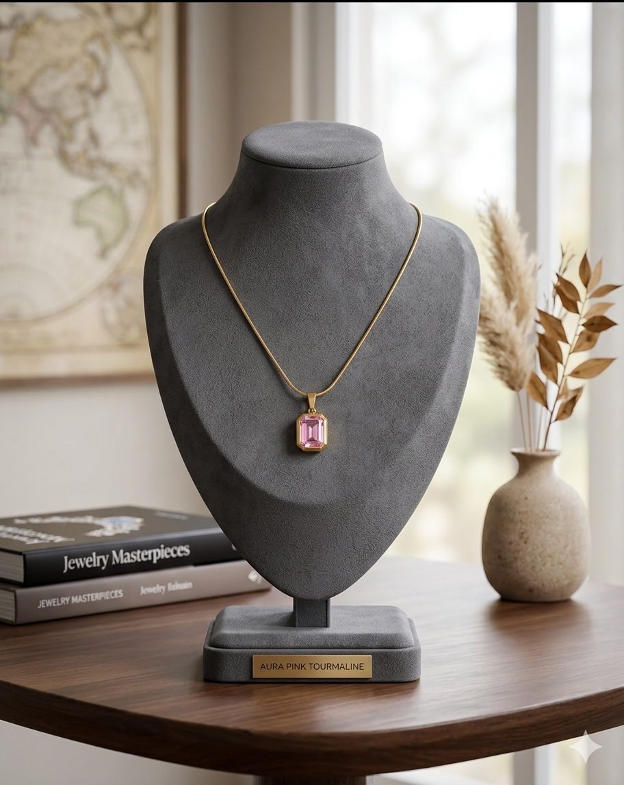 Emerald-Cut Pink Topaz Pendant