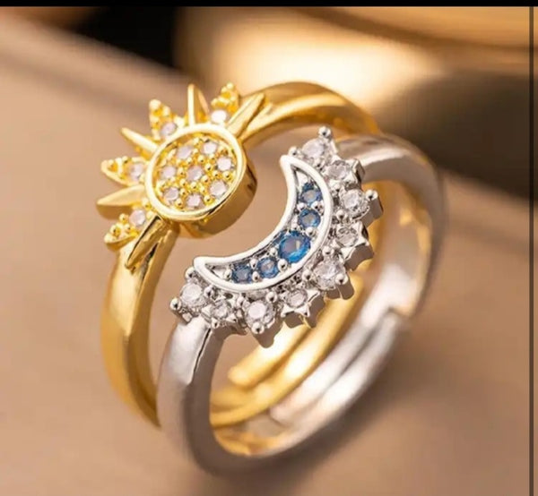 Sun & moon style 2 couple ring
