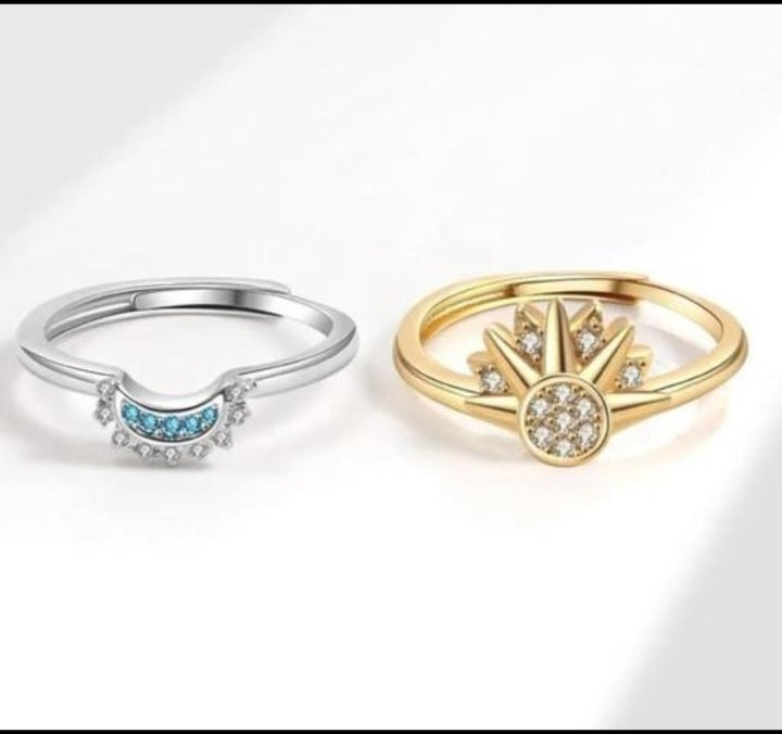 Sun & moon style 2 couple ring