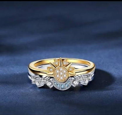 Sun & moon style 2 couple ring