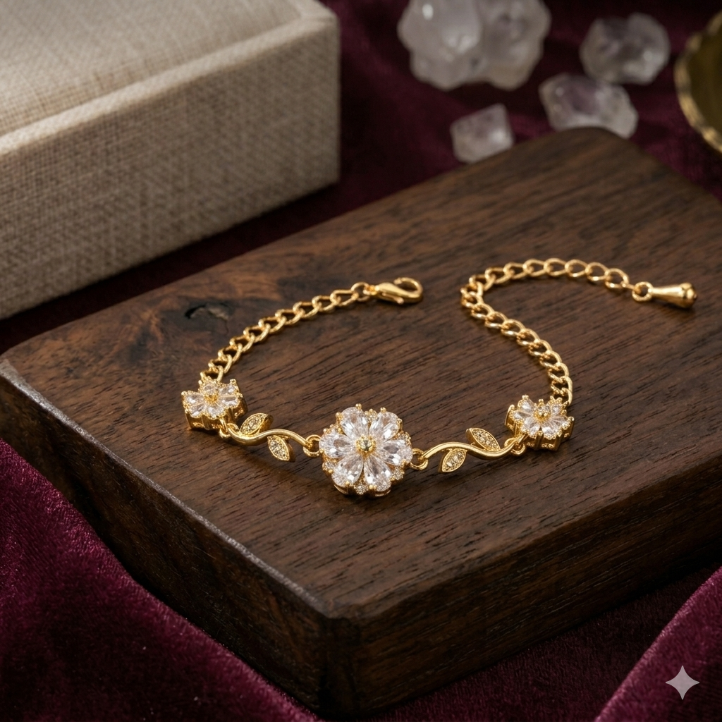 MAGICAL CRYSTAL FLOWER BRACELET ANTI TARNISH