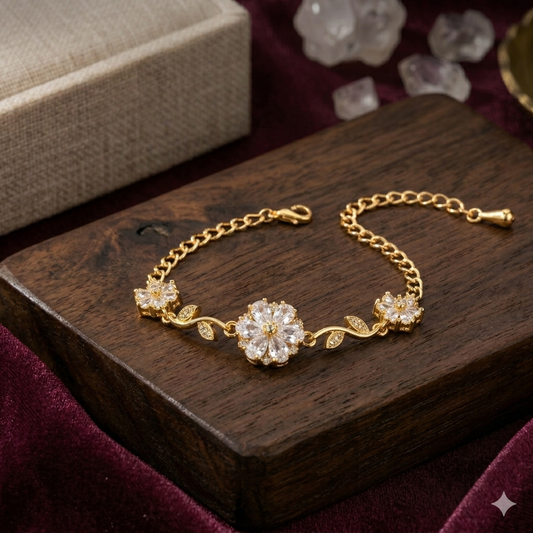 MAGICAL CRYSTAL FLOWER BRACELET ANTI TARNISH