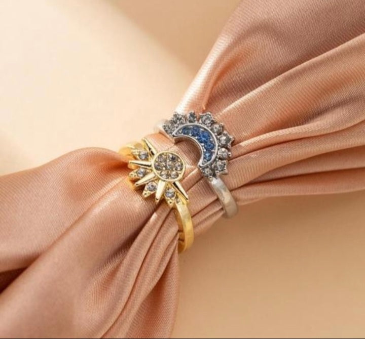 Sun & moon style 2 couple ring