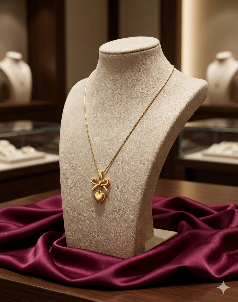 Bow and Heart Pendant necklace