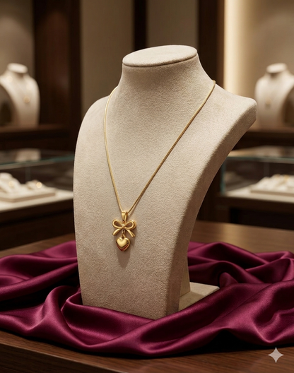 Bow and Heart Pendant necklace