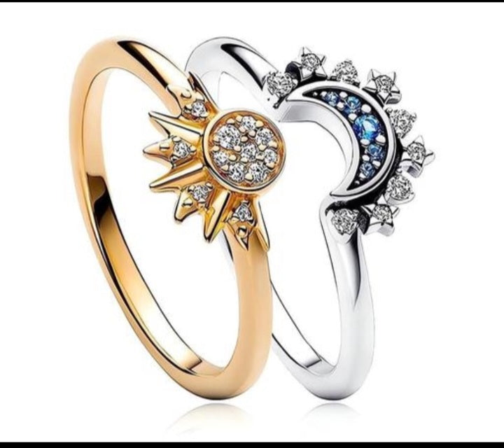 Sun & moon style 2 couple ring
