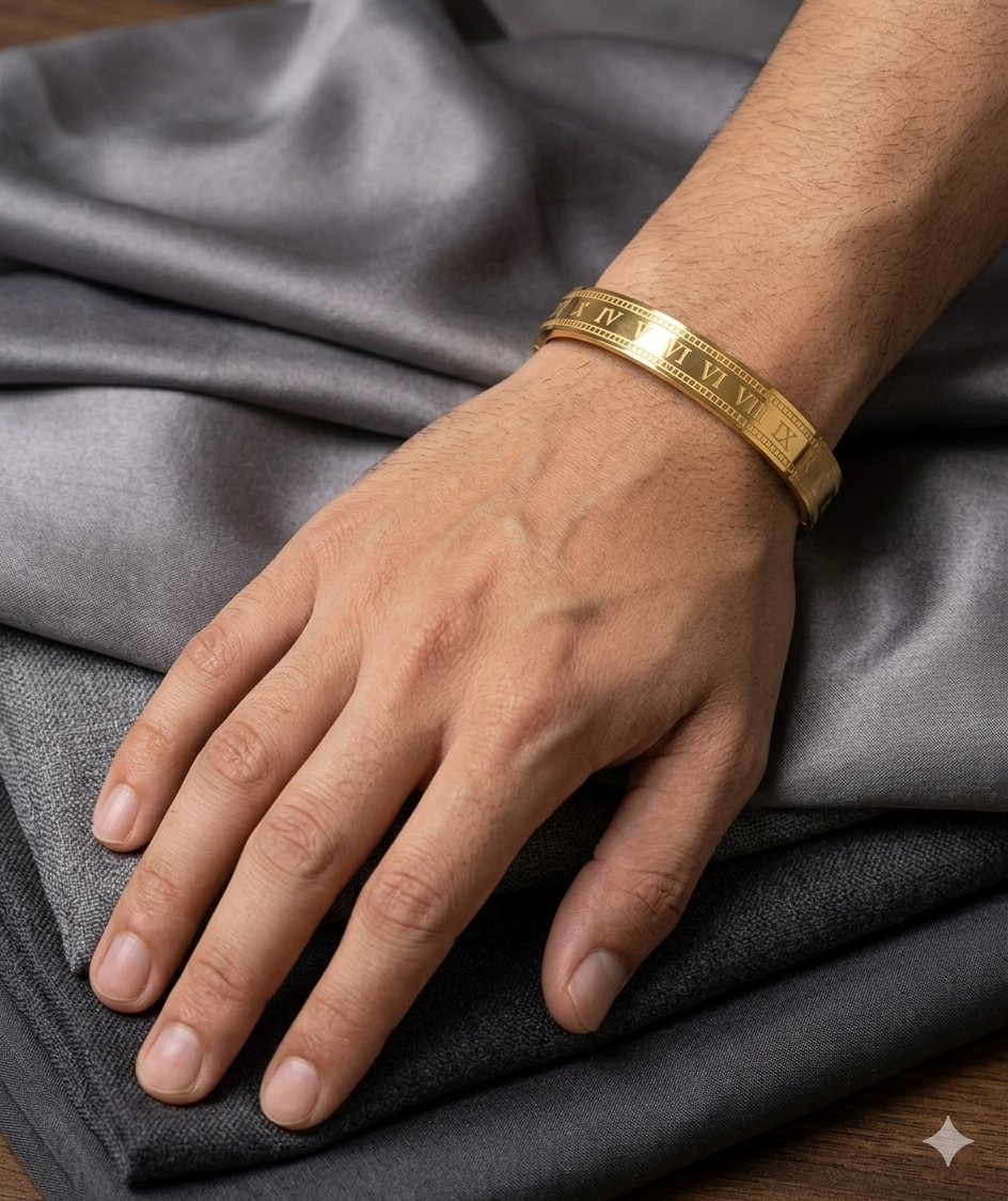 Men's Roman Numeral Gold-Plated Kada