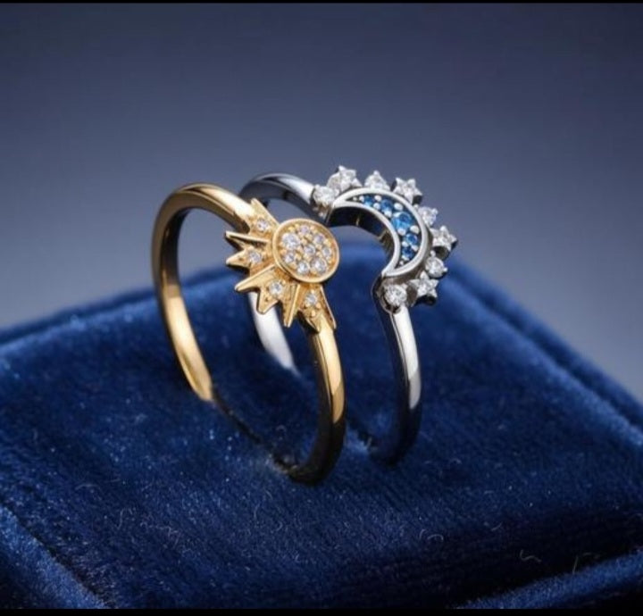 Sun & moon style 2 couple ring