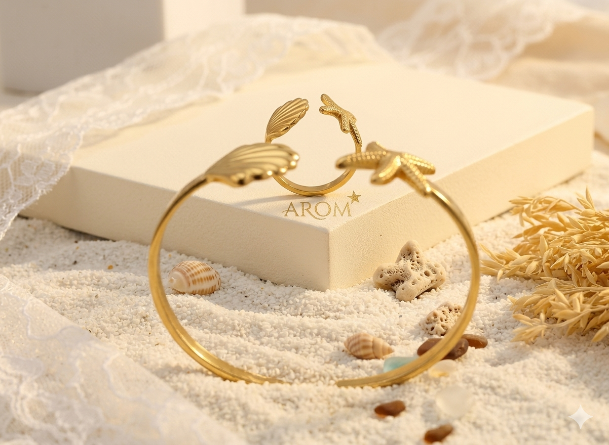 Golden Ocean Shell & Starfish Anti-Tarnish Set"