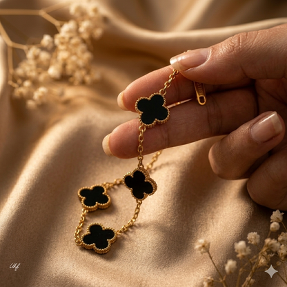 Black clover anti tarnish bracelet