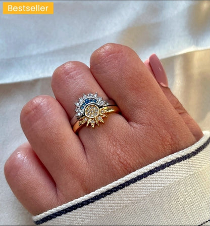 Sun & moon style 2 couple ring
