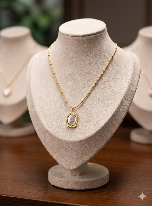 Gold and Mother-of-Pearl Floral Pendant