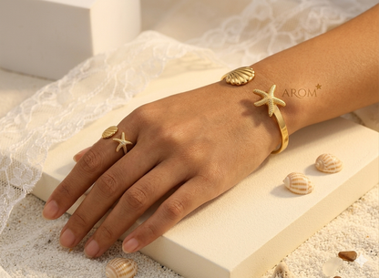 Golden Ocean Shell & Starfish Anti-Tarnish Set"