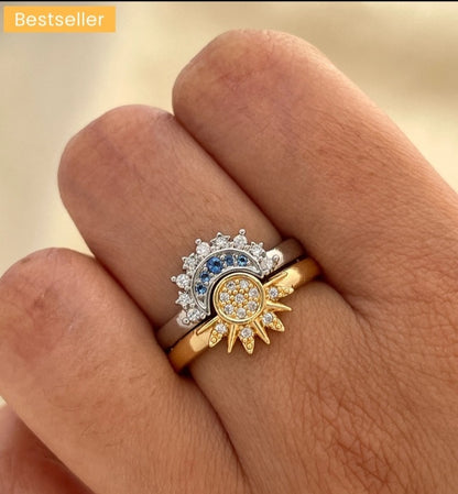 Sun & moon style 2 couple ring