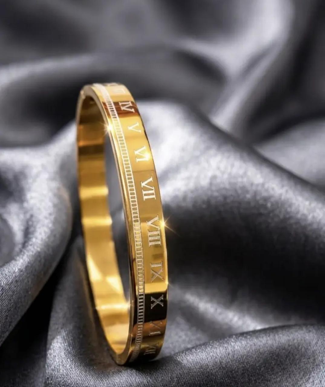 Men's Roman Numeral Gold-Plated Kada