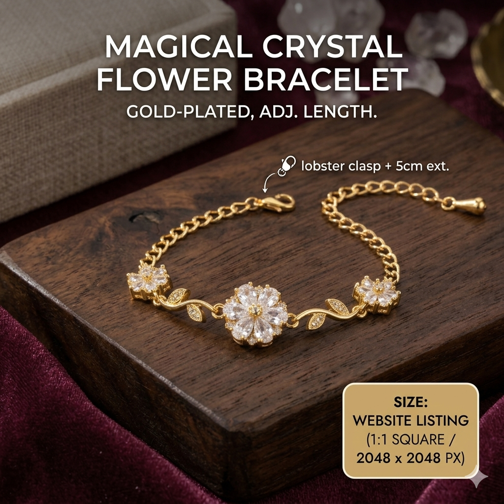 MAGICAL CRYSTAL FLOWER BRACELET ANTI TARNISH