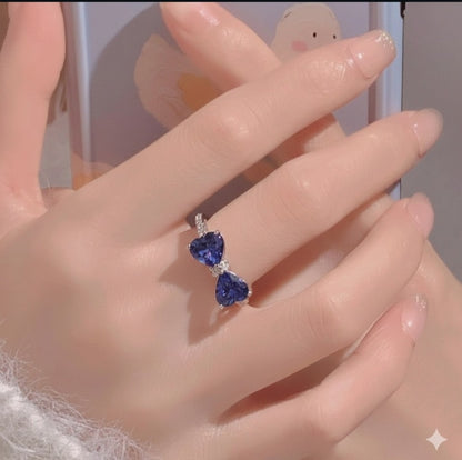 Bow knot style ring with purple stone Korean ring