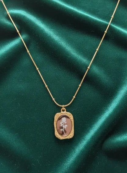 Gold and Mother-of-Pearl Floral Pendant