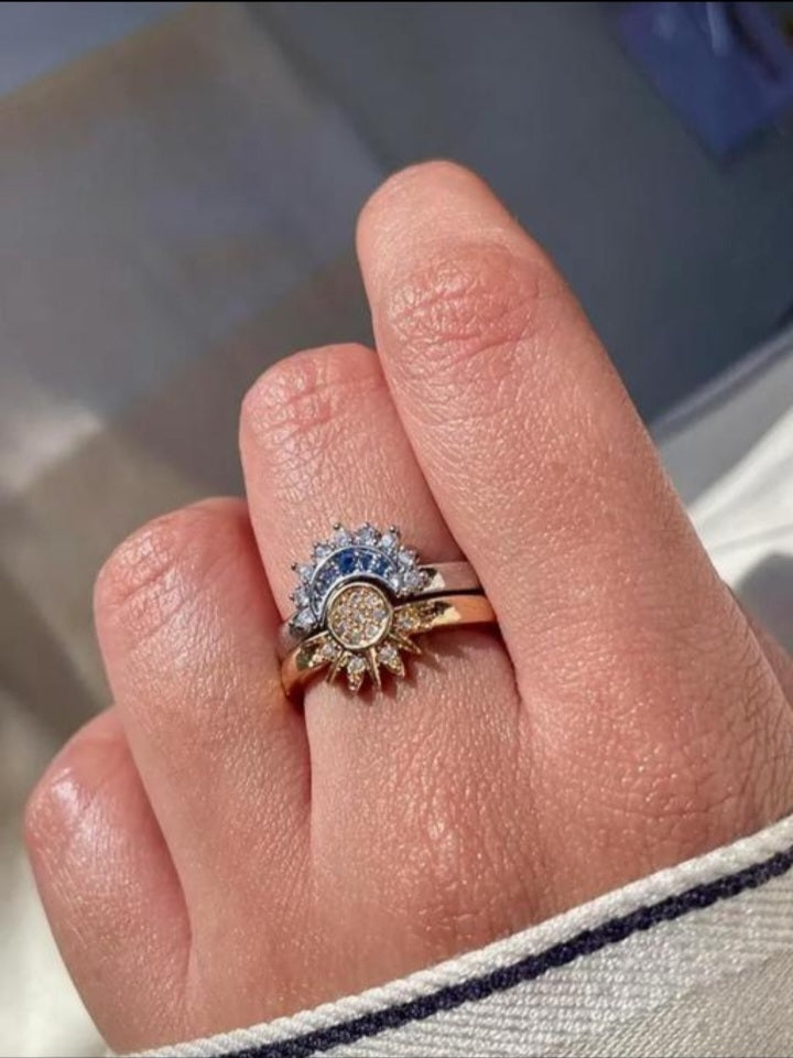 Sun & moon style 2 couple ring