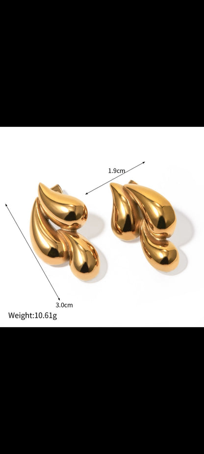 Triple water drop earrings