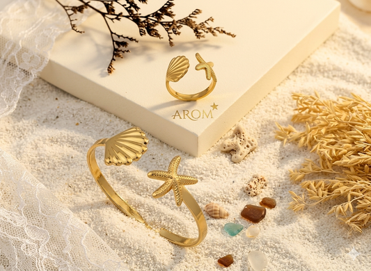Golden Ocean Shell & Starfish Anti-Tarnish Set"