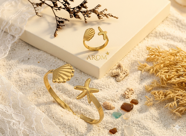 Golden Ocean Shell & Starfish Anti-Tarnish Set"