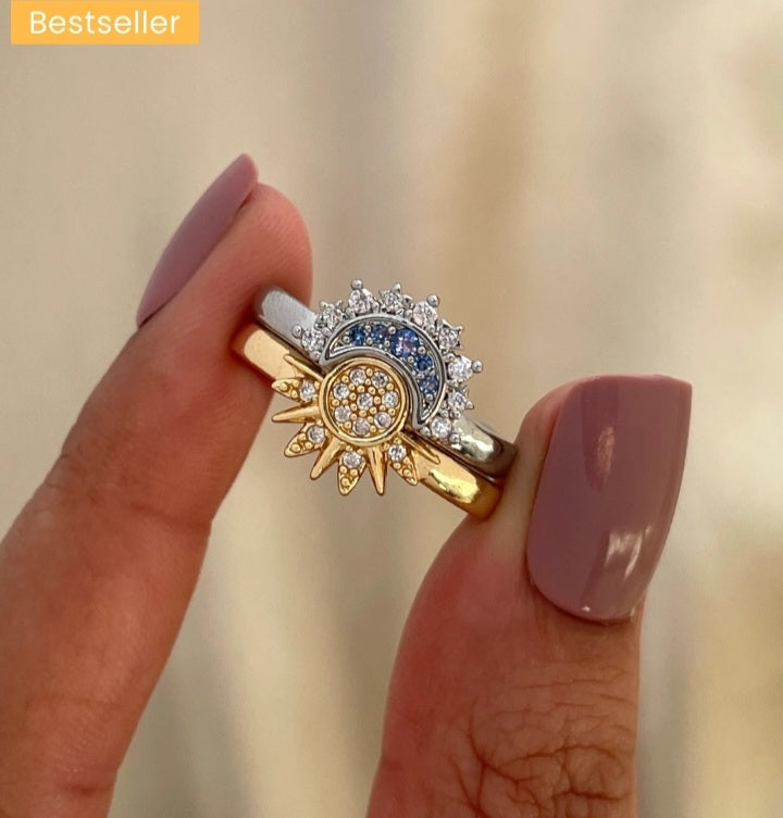 Sun & moon style 2 couple ring