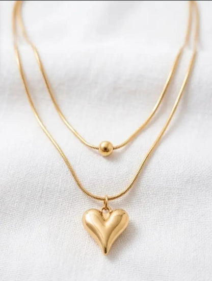 Double Layer Heart Pendant Necklace